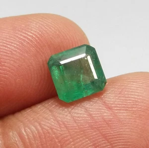 1.95 Ct Natural Excellent Top Green Zambia Emerald 7MM Square Cut Untreated Gems - Picture 1 of 11