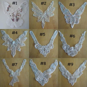 Beaded Bodice Appliques with Sequins Collar Neckline Sewing Motif Patch zhc5 - Picture 1 of 8