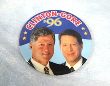 1996 BILL CLINTON & AL GORE Presidential Campaign Pinback Button