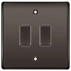BG Black Nickel 2 Gang Light Switch 1x Intermediate 1x 2 Way Custom Switch - Picture 1 of 1
