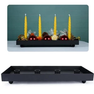 TELOSMA Advent Candle Holder - 4 Candlestick Seats Matte Black Iron Candle Tr... - Picture 1 of 7