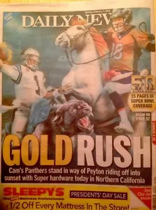 PEYTON MANNING 2016 SUPER BOWL 50 DENVER BRONCOS NY DAILY ZEITUNG 2.7.16 - Bild 1 von 2