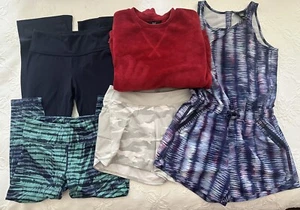 Athleta Girl Lot Bundle 5 Item Romper Sweatshirt Flare Pant Capri Shorts Sz 12 L - Picture 1 of 6
