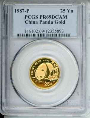1987-P 25Y 25 YUAN G25Y PROOF GOLD PANDA 1/4 Oz. PCGS PR69 PF69 CHINA SCARCE !!! - Image 1 of 2