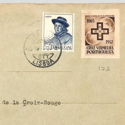 PORTUGAL Cover RED CROSS *1865-1942* Label Lisbon 1947 Geneva {samwells}RC193 - Image 1 of 4