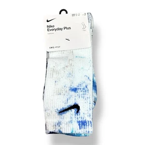 Nike Everyday Plus Tie-Dye Crew Socks 2-Pack Men's Size L 8-12 Blue FJ0747-900 - Picture 1 of 6