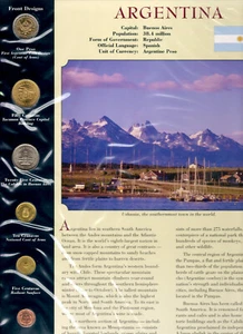 Coins from Around the World Argentina 6 coin Set 1993-2008 BU UNC 1 Peso 2008 - Picture 1 of 2