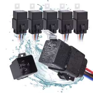 5Pcs Automotive 5PIN SPDT Relay Harness 12V 40/30 Amp Pre-wired Kit Waterproof - Picture 1 of 7