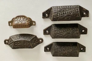 5 Antique Vintage Eastlake Drawer Pulls 1870 Apothecary Cup - Picture 1 of 7