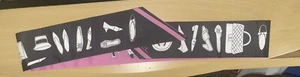 Reversible Twill Print Silky Purse Scarf Black , Pink, White 37” by 2.5” - Picture 1 of 1