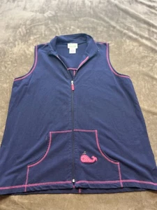 Quacker Factory Sleeveless Vest Blue 1X Full Zipper - Picture 1 of 7