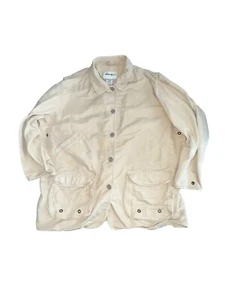 Vintage Eddie Bauer Womens XL Tall Button Up Canvas Tan Chore Jacket Coat - Picture 1 of 7