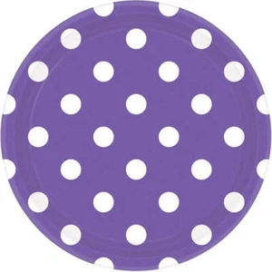 New Purple Polka Dot Paper Plates 17cm 8pk Birthday Party Tableware Decorations - Picture 1 of 1