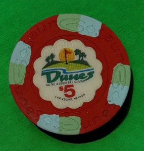 DUNES CASINO LAS VEGAS VINTAGE $5 CASINO CHIP 1989 HOUSE MOLD - Picture 1 of 4