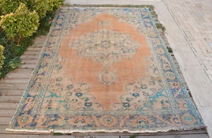 Alfombra Turca 93''x151'' Vintage Color Claro Silenciado Oushak 6x9 Alfombra 185x280cm - Imagen 1 de 11