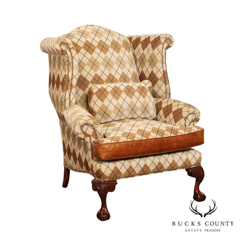 Old Hickory Tannery Ball and Claw Foot Wingback Armchair Cover