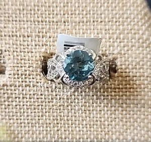 Vintage Style Sterling Silver 925 8ct Teal Fluorite Size 5 Ring - Picture 1 of 7