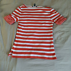 Ralph Lauren Shirt Women's Medium Red Striped Short Sleeve Casual Scoop Neck