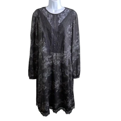Tahari Women's Black Floral Lace Midi Dress Est.Size XL Whimsigoth Boho Witchy - Image 1 of 4