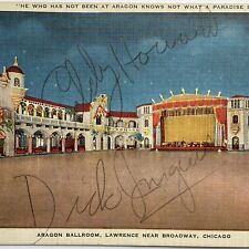 c1941 Eddy Howard Dick Jurgens & Band Signed Chicago Aragon Ballroom Postcard