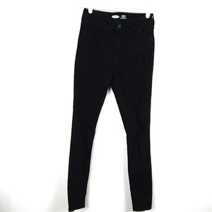 Pantalones de mezclilla Rockstar Old Navy talla 0 para mujer W26 L28 negros tiro alto ajustados desgastados - Imagen 1 de 9