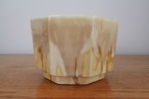 Vtg Frank Moreno Calif USA tan/brown glazed drip planter bowl retro boho MCM Hex - Picture 1 of 10