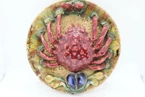 Rare Plate with Spider Crab PALISSY MAJOLICA Caldas da Rainha XIX 23 cm - Picture 1 of 12