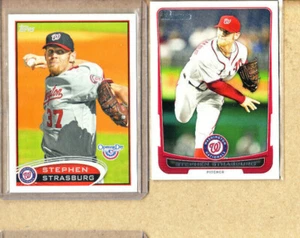 Stephen Strasburg-2 Card Lot-2012 Topps Opening Day+2012 Bowman-Nationals-NMMT - Picture 1 of 1