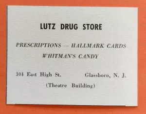 1953 Lutz Drogerie Werbung Glassboro, New Jersey - Bild 1 von 1