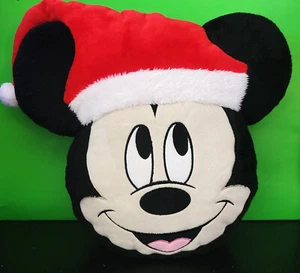 Disney Mickey Mouse Almohada de Navidad 15" Peluche Juguete Suave con Sombrero de Papá Noel - Imagen 1 de 2