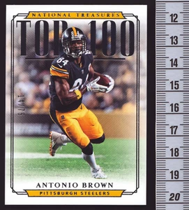 Number 6: Antonio Brown 2018 National Treasures Top 100 TOP-6 Steelers WR 14 /75 - Picture 1 of 2
