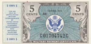 USA Military Payment Certificate 1948 5 cents series 472 P-M15 PM15 UNC - Picture 1 of 3