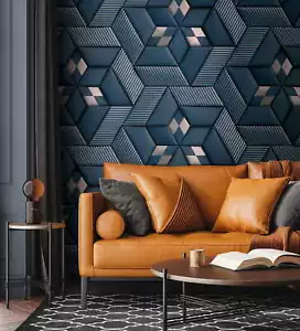 Fototapete Grafik Muster 3D-Effekt Metallic Blau Silber 39178-3 (6,49€/1qm) - Bild 1 von 6