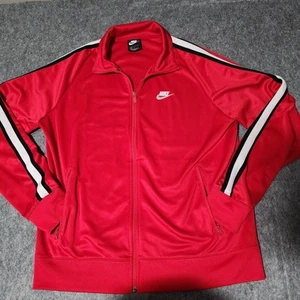 NIKE Men's Sportswear Track Jacket Large Athletic Full Zip Pockets Logo Red- EUC - Imagen 1 de 10