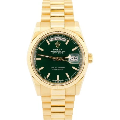 Caja de reloj Rolex Day-Date President 2022 RSC PAPERS VERDE ORO 18K 36mm 118238 Foto 1 de 4