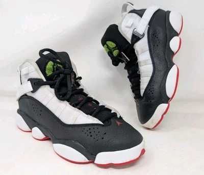 Air Jordan 6 Rings Shoes Boys 4.5Y Black White Kids GS Sneakers 323419-008 - Image 1 of 4