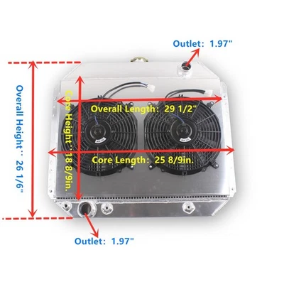 CU433 3-Row Radiator Fan Shroud for 1971-1974 1976 Ford F-250 Base V8 5.9L 6.4L Foto 1 de 4