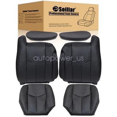 Se adapta a Chevy Silverado 1500 2500 HD 2003-2006 cubierta de asiento delantero inferior y trasero negro Foto 1 de 4