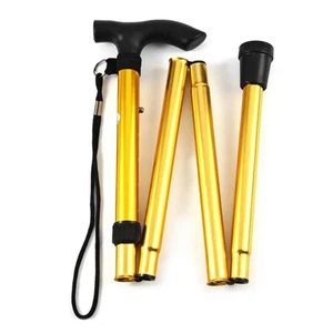 Walking Sticks Aluminum Alloy Climbing Cane Four-Section Telescopic Folding Clim - Picture 1 of 16