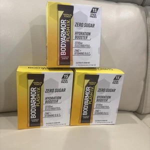 BODYARMOR Flash IV Electrolyte Packets Fruit Punch - Drink Mix 3 boxes of 15 - Picture 1 of 4