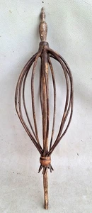 Anique primitive vintage-rare handmade carved wood spinning wheel DISTAFF - Picture 1 of 12