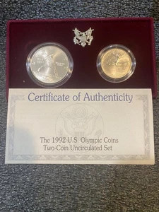 1992 US Olympic Coins Two-Coin Uncirculated Set - Picture 1 of 5