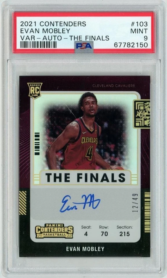 PSA9 2021-22 Panini Contenders Evan Mobley Rookie Ticket Variation /49 - Image 1 of 2