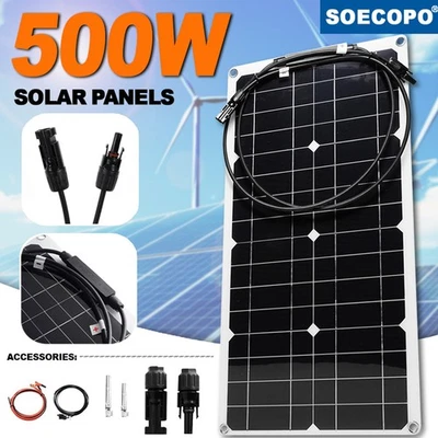 500W Solarpanel Flexibles Panel + mit Universal Solarstecker für Wohnmobil/Boot/Aus - Bild 1 von 4