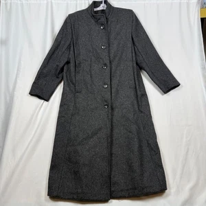Vintage Saxton Hall Pure Virgin Wool Gray Long Coat Winter Overcoat Classic - Picture 1 of 11