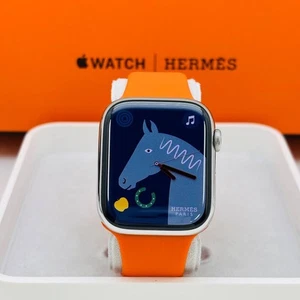 Apple Watch HERMES series7 45mm GPS + Cellular Silber Edelstahl Akku B - Bild 1 von 16