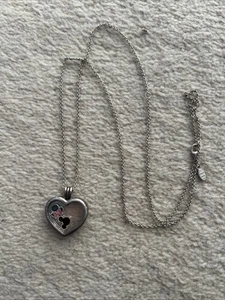 Pandora Necklace Heart Pendant With Mickey And Minnie Charms - Picture 1 of 2