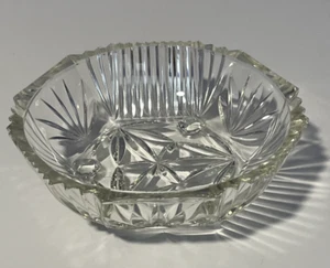 Vintage Clear Cut Glass Three Footed Glass Bowl Candy Dish 6.25"D - Picture 1 of 14