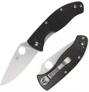 Spyderco Tenacious Folding Knife 3.5" 8Cr13MoV Steel Blade Black CF/G10 Handle - Picture 1 of 3