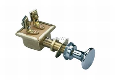 Heavy Duty Push Pull Switch 2 position ON-OFF Chrome Knob and Bezel Nut e - Image 1 of 2